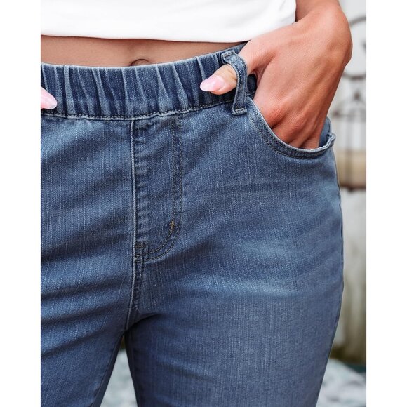 Women’s Jean Shorts Stretchy Mid Rise Casual Long Denim Summer Fashion - Picture 4 of 7